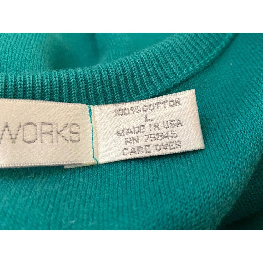 NWT Vtg American Knitworks 100% Cotton 4pc Lot Dress Skirt Cardigan Top Green Lg